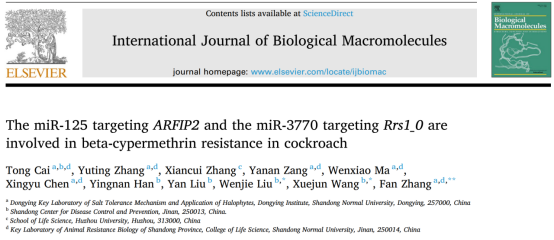 IJBM-山东师范大学张凡教授团队在解析德国小蠊对高效氯氰菊酯的抗药性机制方面取得新进展